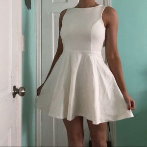 cute white high neck dress with open back